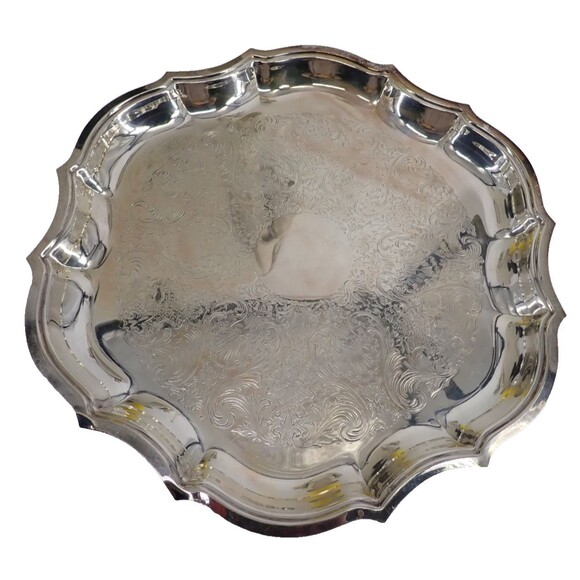 Vintage Chippendale International Silver Co Platter 6371C Waiter Serving Tray - Picture 1 of 9